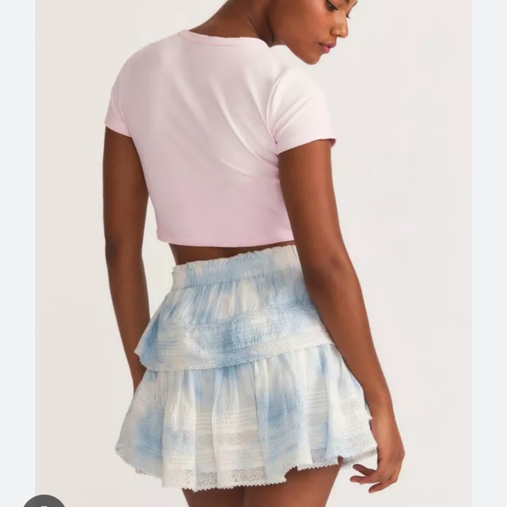 Loveshackfancy ruffle miniskirt light blue